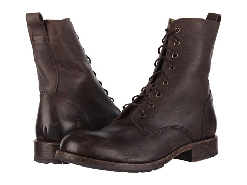 Frye Rogan Tall Lace Up Dark Brown Stone Antiqued