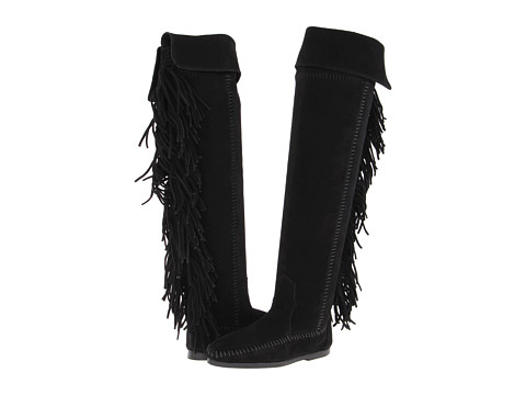 ... Over The Knee Fringe Boot Black Suede | Shipped Free at Zappos