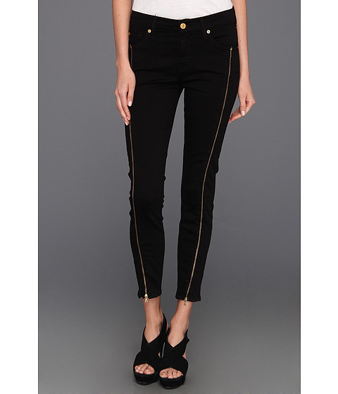 7 For All Mankind Cropped Skinny w/ Long Side Zips Black