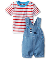 le top  A Whales Tale Stripe Shirt and Denim Shortall - Little Whale & Lighthouse (Newborn)  image