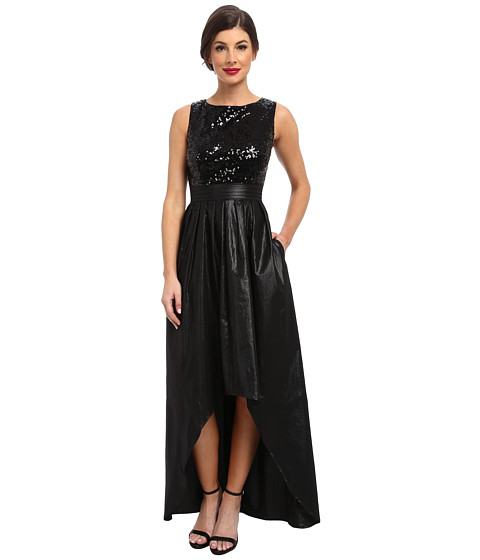 Ellen Tracy Full Skirt High-Low Dress with Sequin Top 