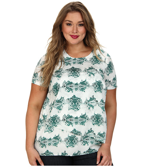 DKNYC Plus Size S/S Tiered Blouse 