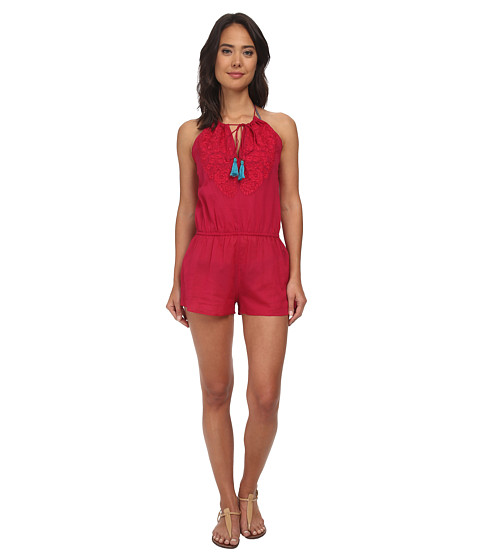 Vix Sofia by Vix Solid Cherry Embroidered Cali Jumpsuit Cover-Up 