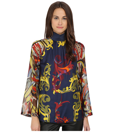 Versace Collection Long Sleeve Printed Blouse 