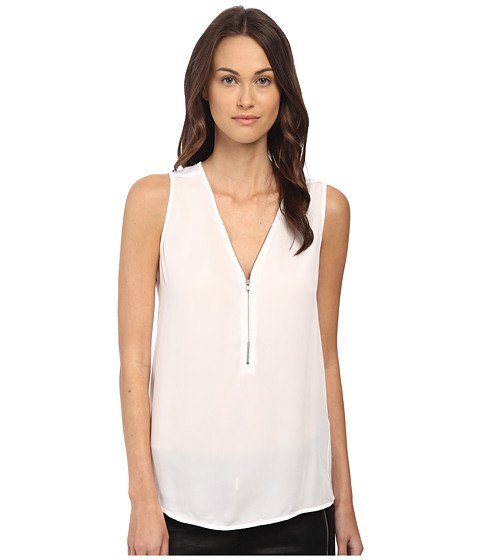 The Kooples Tank Top with A Zip Neckline in Silk and Jersey 