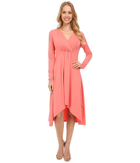Mod-o-doc Cotton Modal Spandex Jersey 3/4 Sleeve Shirred Empire Hi-Low Dress 