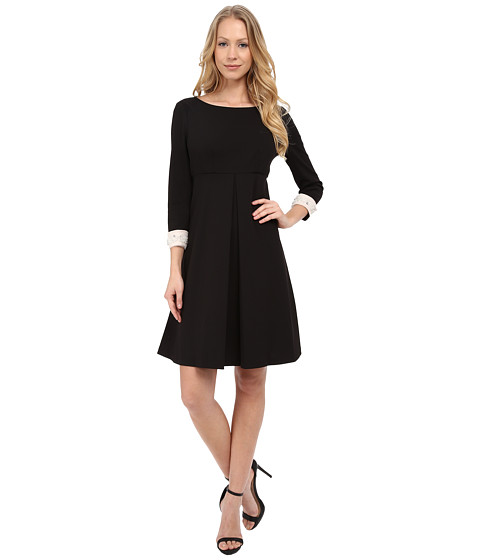 Donna Morgan 3/4 Sleeve Crepe Shift with Jeweled Cuffs 