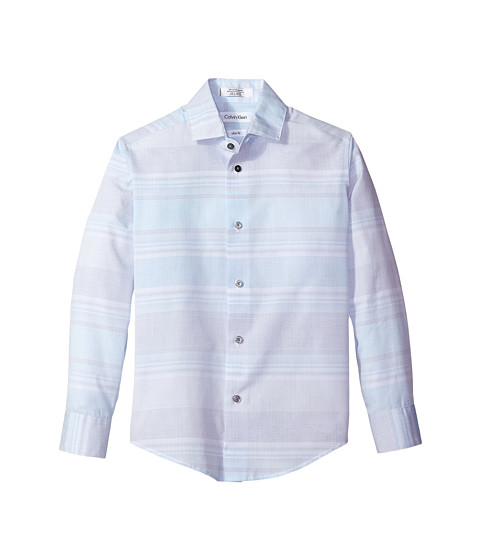 Calvin Klein Kids Varigated Stripe Phantom Check Long Sleeve Shirt (Big Kids) 