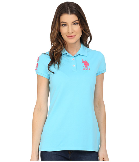 U.S. POLO ASSN. Neon Logos Short Sleeve Polo Shirt 