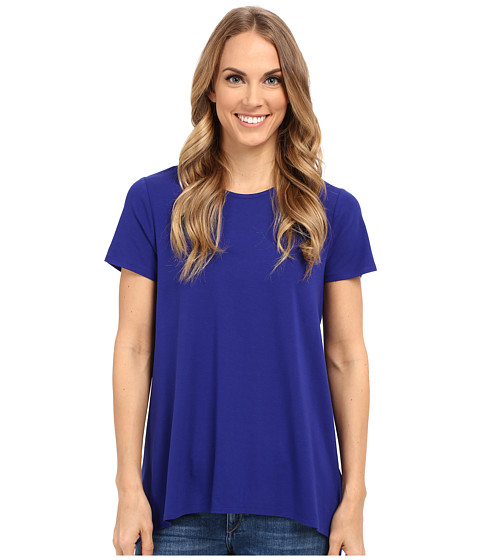 Vince Camuto Short Sleeve High-Low Hem Top w/ Woven Back 
