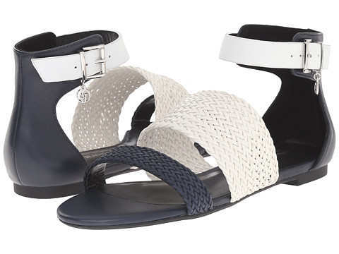 Armani Jeans Leather and Woven Eco Leather Sandal 