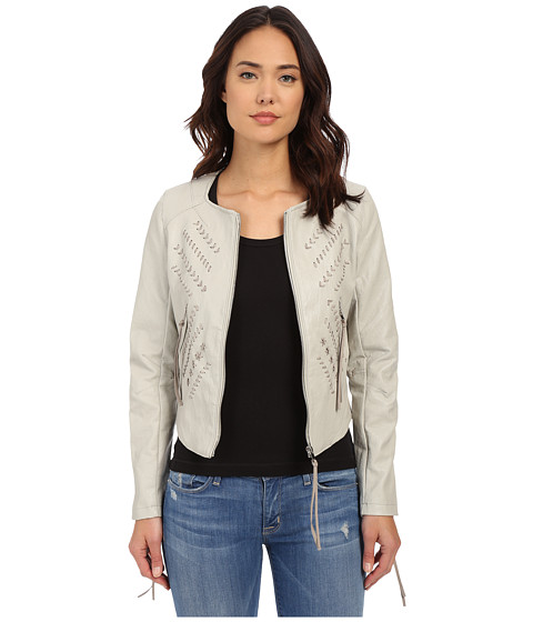 Blank NYC Vegan Leather Crop Embroidered Jacket 