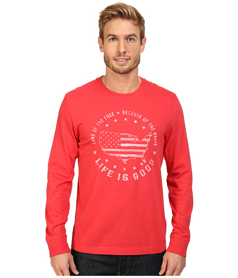 Life is good Land Of The Free USA Map Long Sleeve Crusher Tee 
