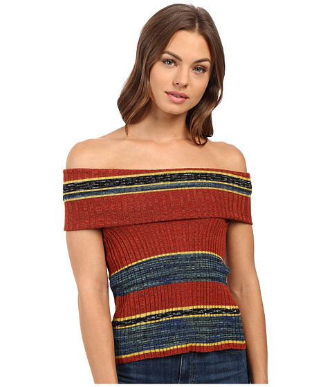 Free People Carly Cowl Off the Shoulder Stripe Sweater Top 