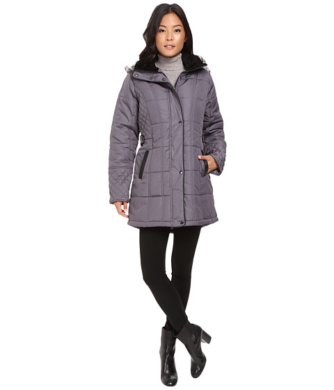 KC Collections Quilted Puffer with PU Trim 