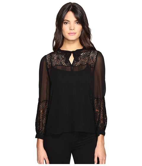 Rebecca Taylor Chiffon Top with Lace 