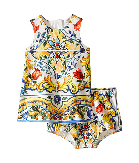 Dolce & Gabbana Kids Escape Maiolica Print Dress (Infant) 