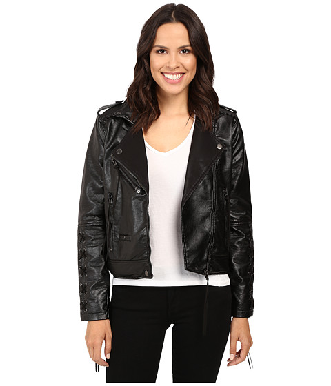 Blank NYC Vegan Leather Lace-Up Jacket in Sweet Talk 
