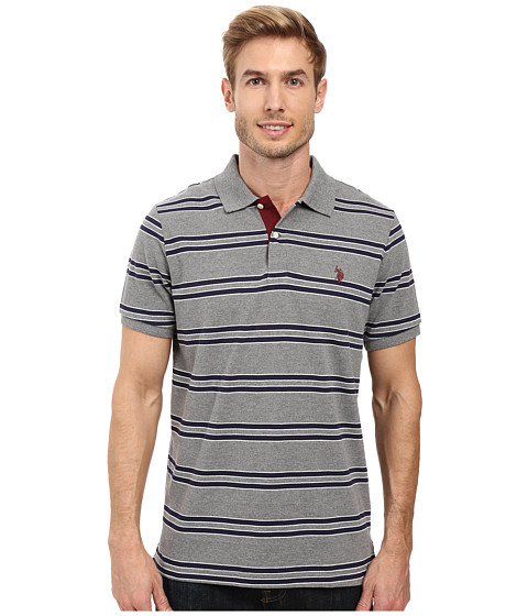 U.S. POLO ASSN. Short Sleeve Balanced Stripe Pique Polo Shirt 