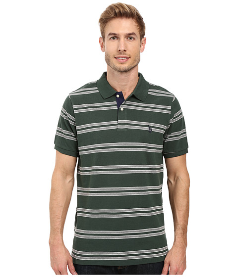 U.S. POLO ASSN. Short Sleeve Balanced Stripe Pique Polo Shirt 
