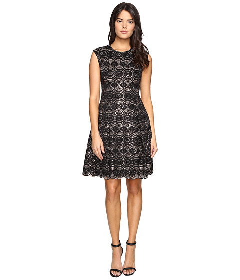 Vince Camuto Sequin Lace Cap Sleeve Fit and Flare Dress 