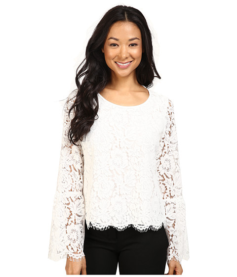 Vince Camuto Bell Sleeve Scallop Edge Lace Blouse 