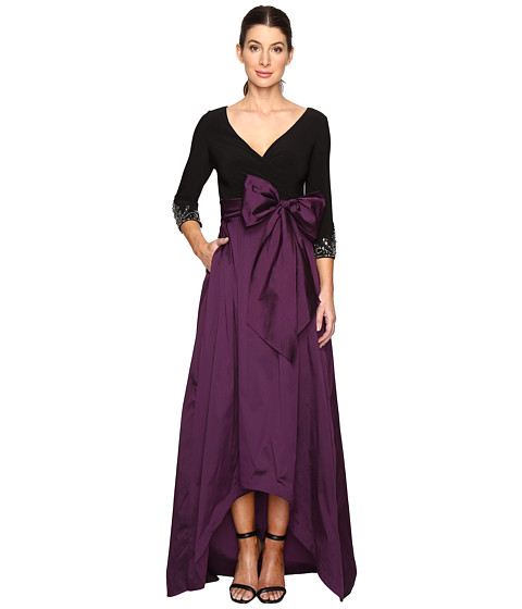 Adrianna Papell Two-Tone Embellished Sleeve Taffeta Gown 