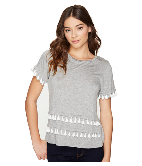 ROMEO & JULIET COUTURE Short Sleeve Double Layer Tassel Top 