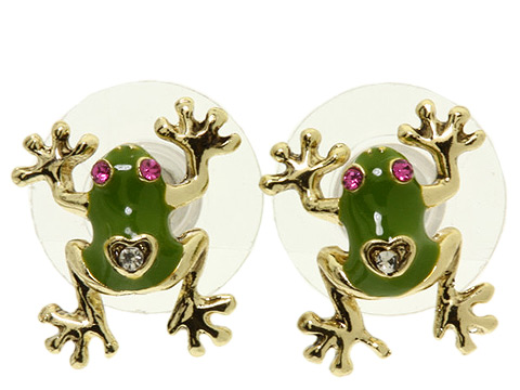 Betsey Johnson Jungle Book Frog Stud Earrings Green Multi - Zappos.com ...