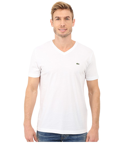 Lacoste S/S Pima Jersey V-Neck T-Shirt White - Zappos.com Free Shipping ...