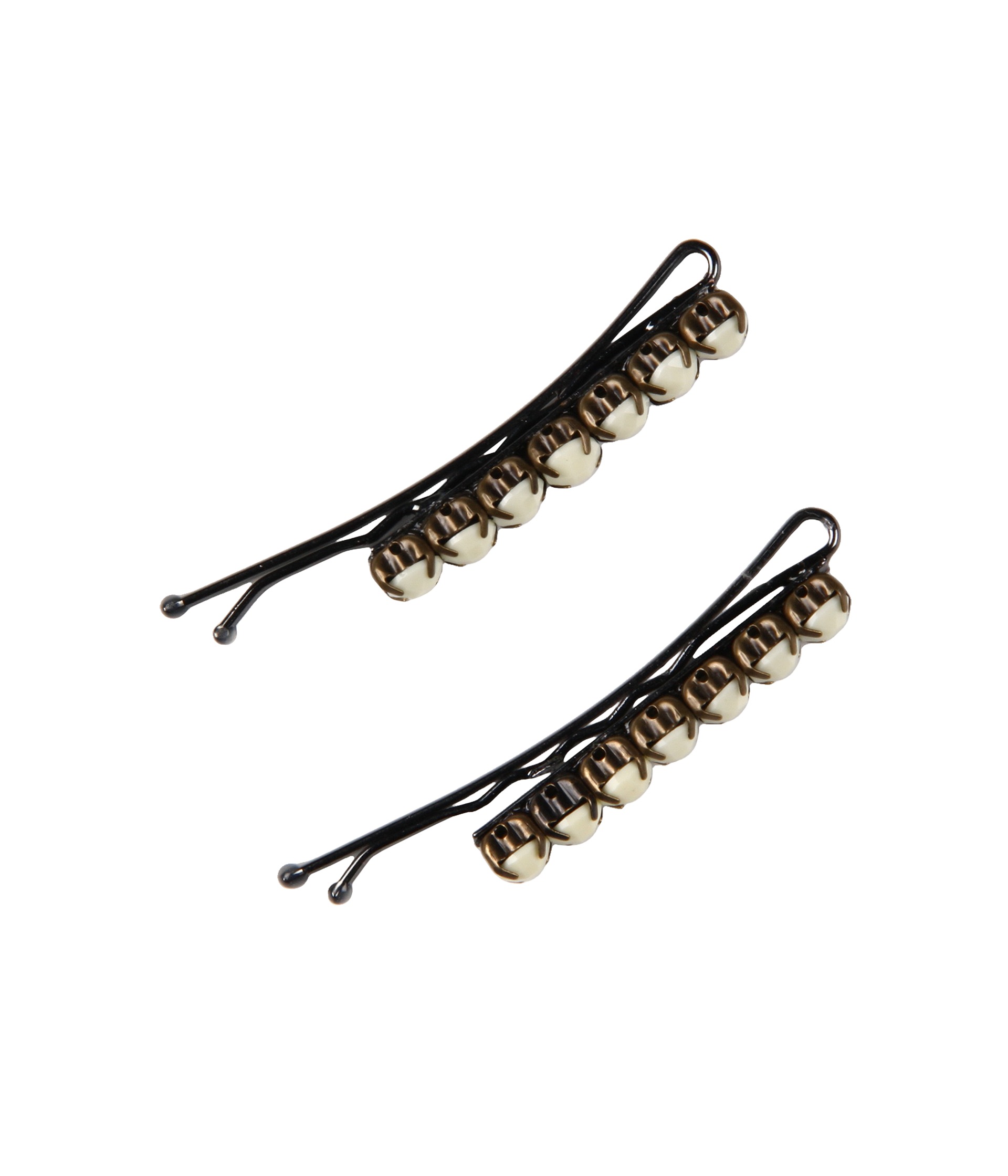 Jane Tran   Single Row Multifaceted Ivory Bead Bobby Pin Set