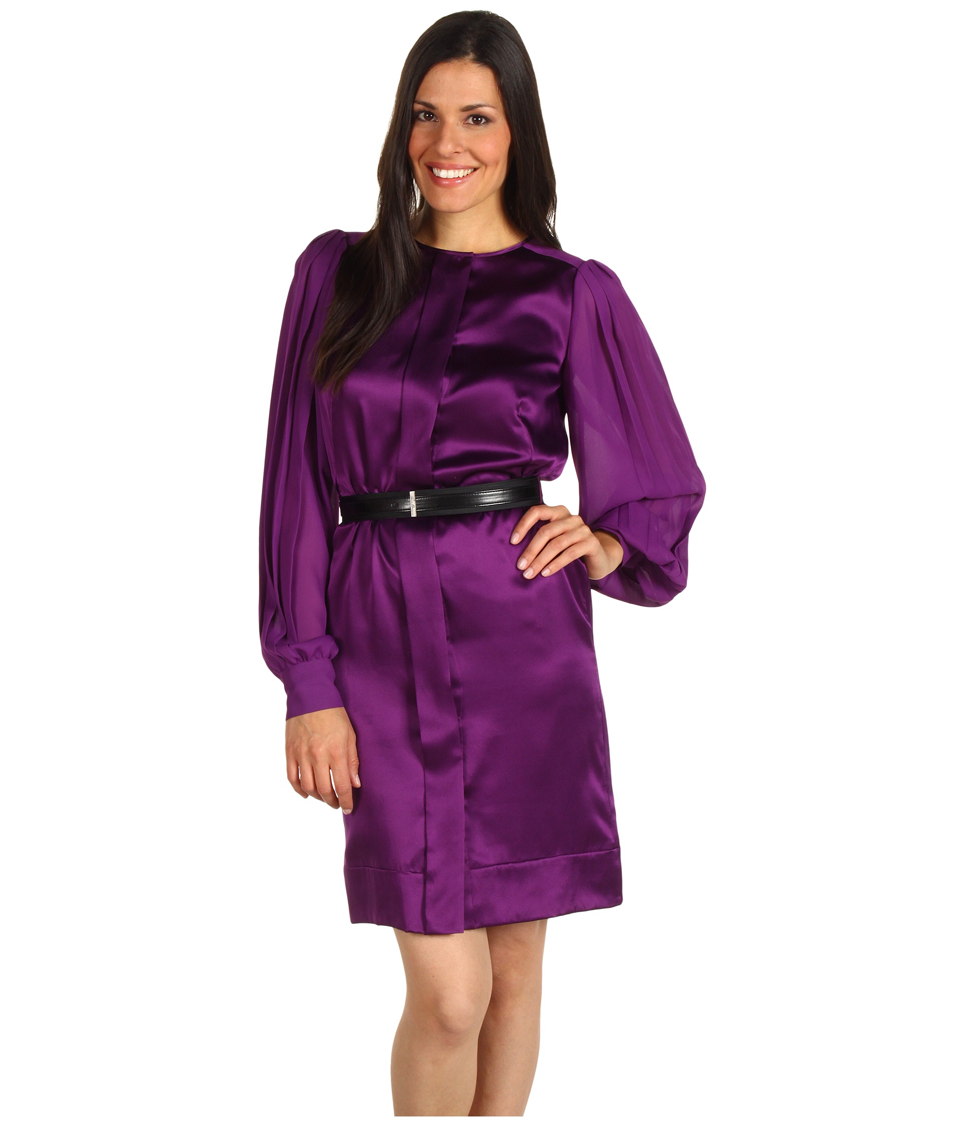 Anne Klein Jewel Neck Pleated Sleeve Dress $120.99 (  MSRP $ 