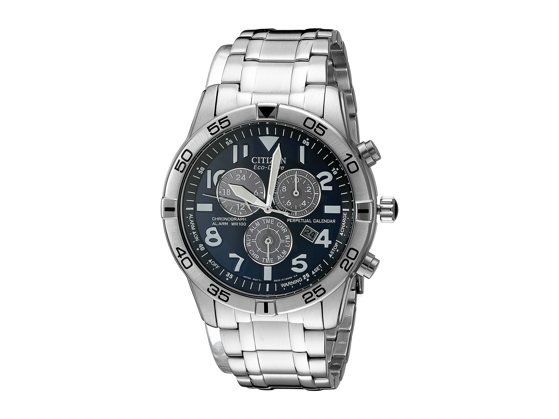 Citizen Watches BL5470 57L Eco Drive Stainless Steel Perpetual Calendar Chronograph Watch Silver Tone Stainless Steel