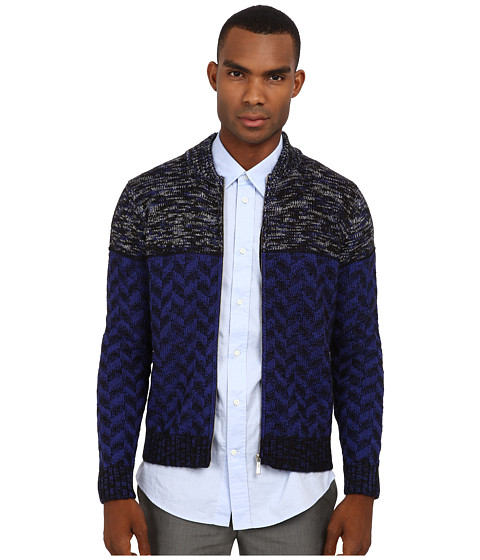 Check Out Cheap Just Cavalli Duel Pattern Knit Zip Sweater Black - Men ...