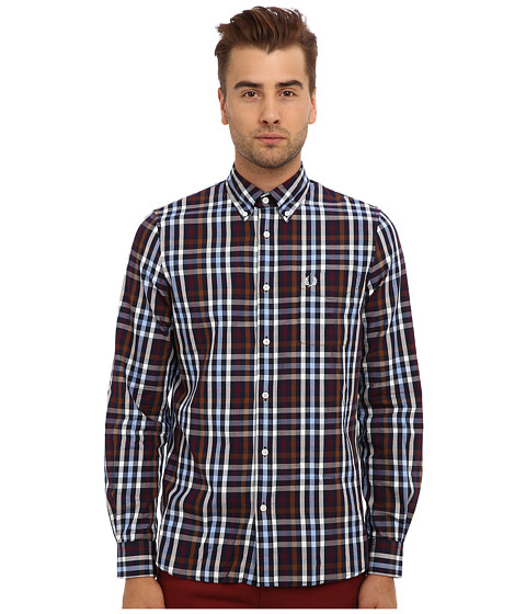Best review of Fred Perry Herringbone Check Shirt Long Sleeve Carbon ...
