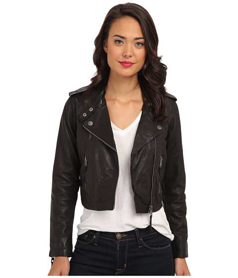 Members Only Leather Scoop Back Jacket Black | Shipped Free at Zappos