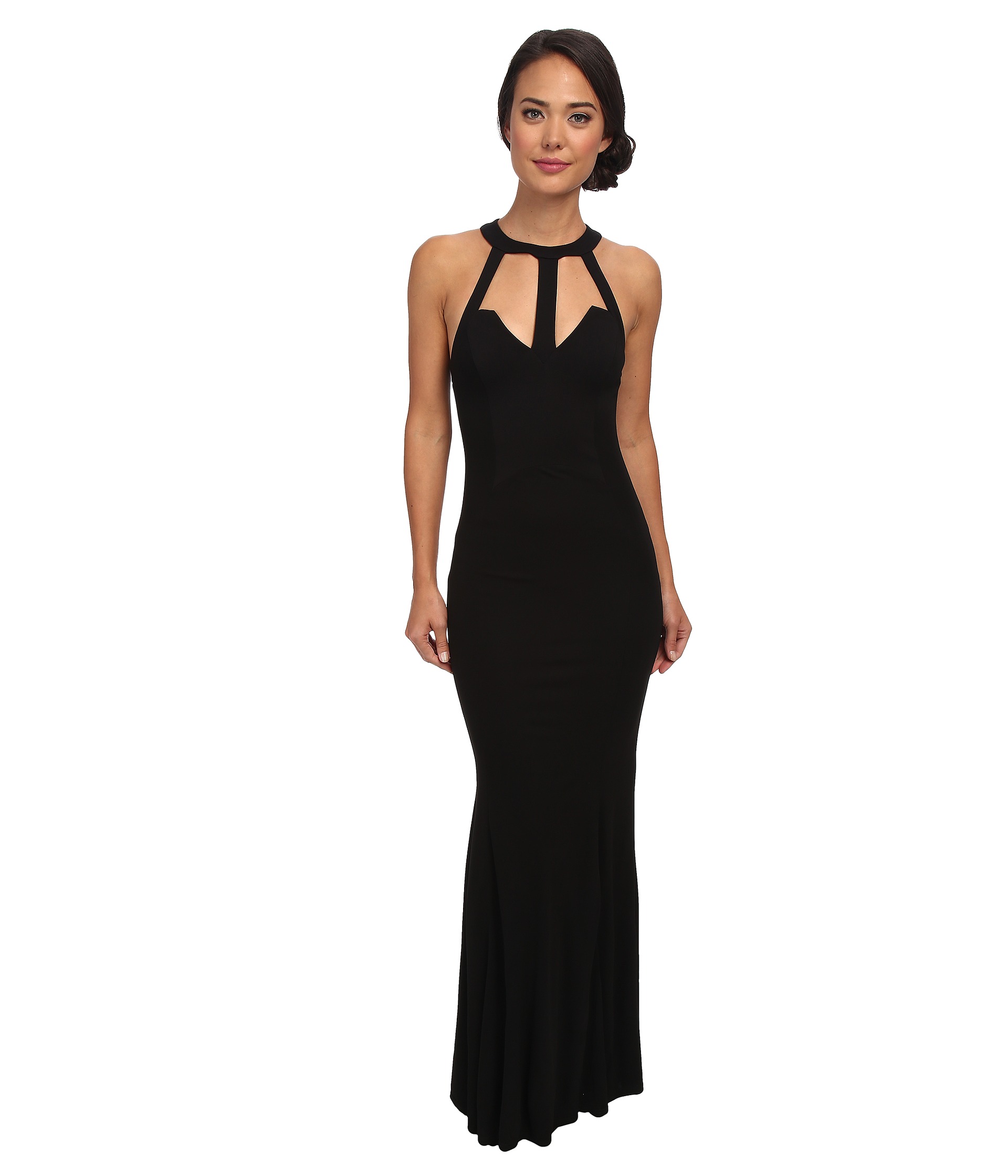 Abs Allen Schwartz Halter V Shape Cut Out Gown