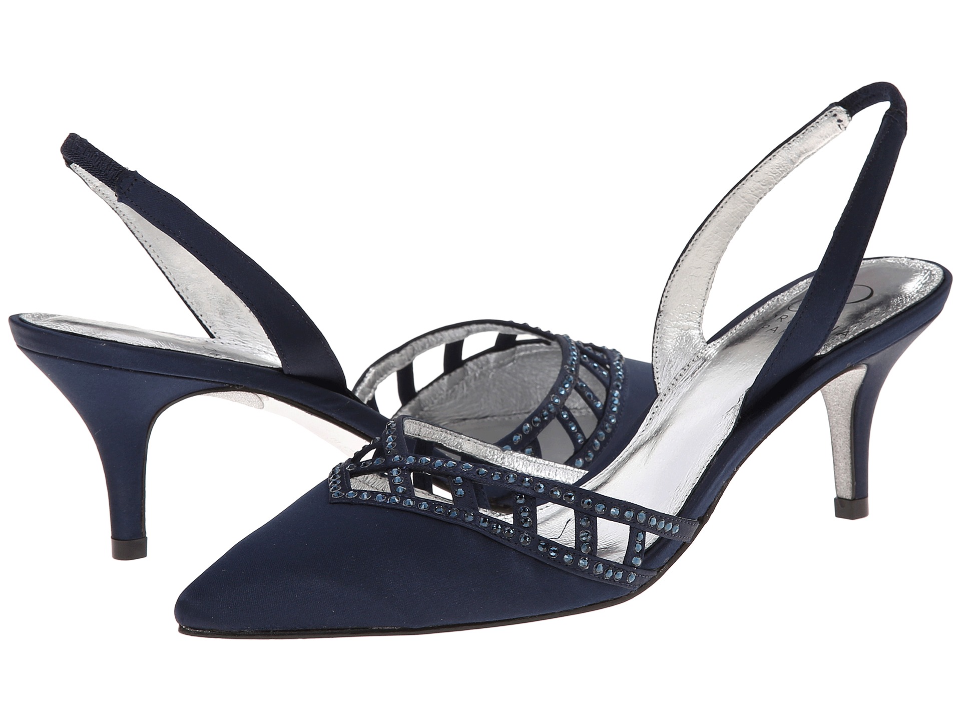 Adrianna Papell Haven Navy Classic Satin, Women