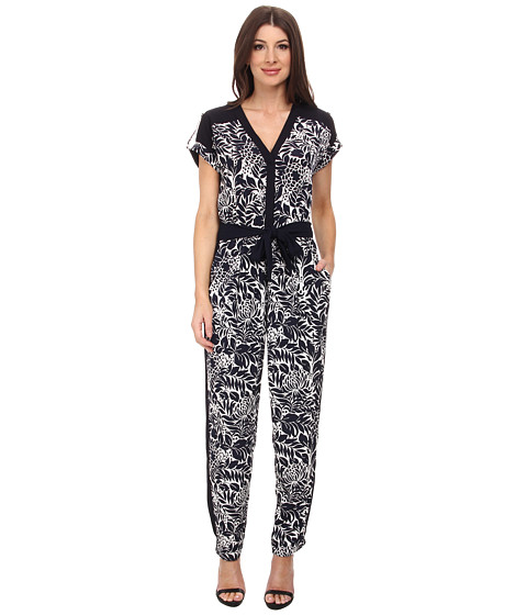 Adrianna Papell Drop Shoulder Jumpsuit Navy/Ivory - Zappos.com Free ...