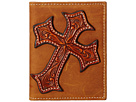 Large Tooled Cross Overlay Bi-Fold Money Clip
