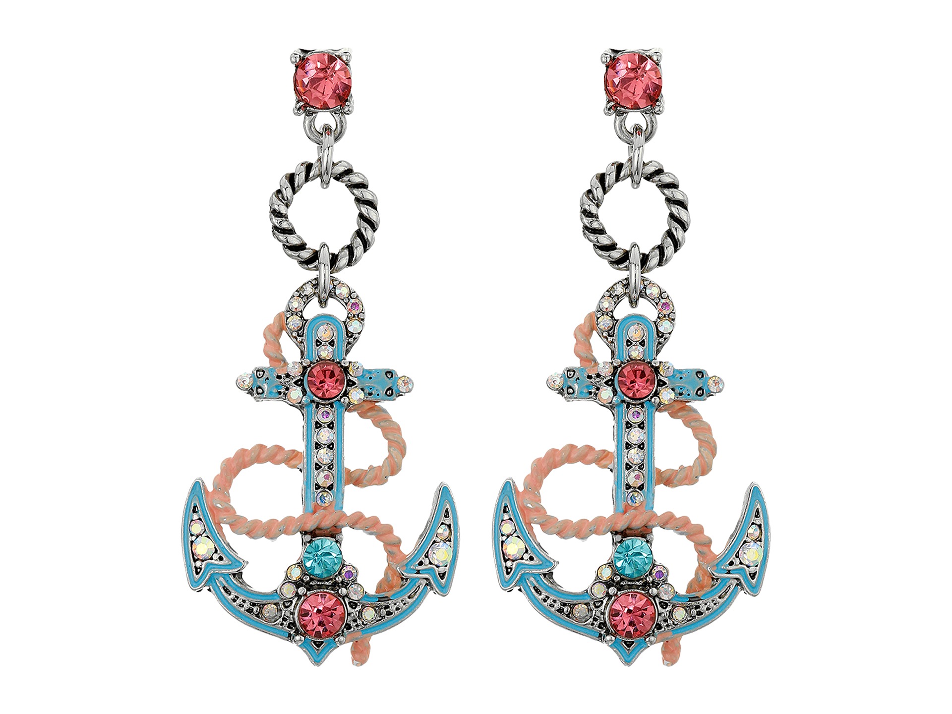 Betsey Johnson Anchors Away Anchor Drop Earrings