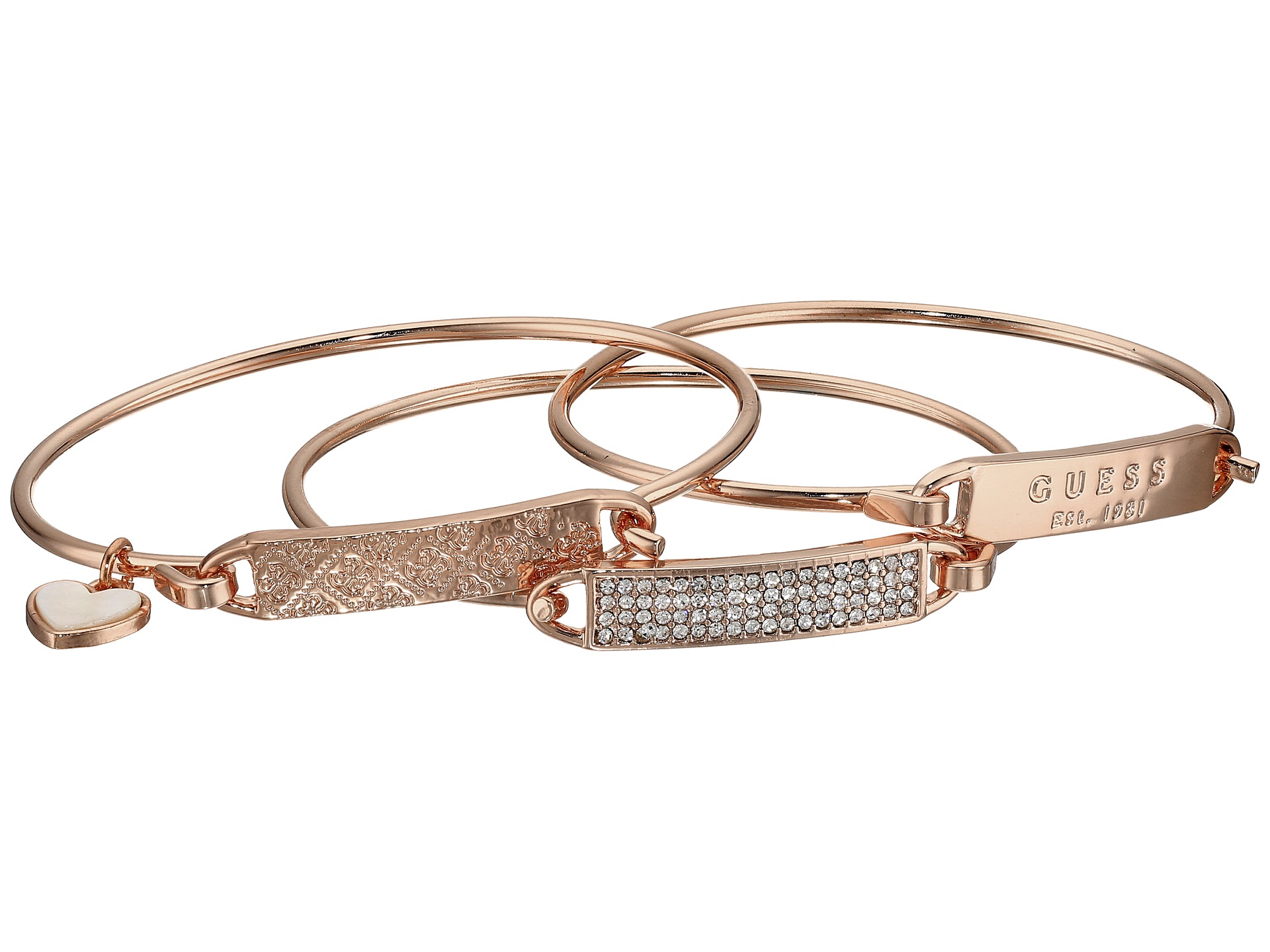 GUESS Dainty ID Bracelet Trio Gold/Crystal