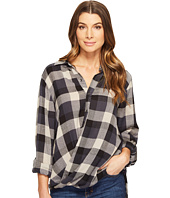 Blank NYC - Multi Plaid Drape Front Shirt in Black Watch