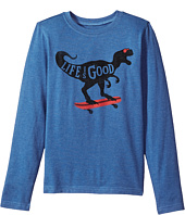 Life is Good Kids - T-Rex Skater Long Sleeve Crusher Tee (Little Kids/Big Kids)