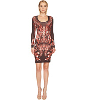 Just Cavalli - Plume of Baroque Printed Long Sleeve Scoop Neck Dress