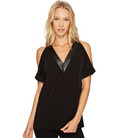 MICHAEL Michael Kors - Faux Leather V-Neck Cold Shoulder