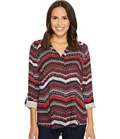 Tribal - Long Sleeve Blouse w/ Roll Up Sleeve and Beading Detail