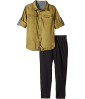Hudson Kids - Two-Piece Woven Button Down Shirt Fleece Jogger (Toddler)