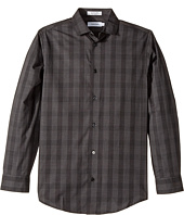 Calvin Klein Kids - End on End Plaid Stretch Long Sleeve Shirt (Big Kids)