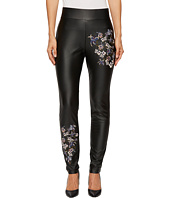 CATHERINE Catherine Malandrino - Full Length Fitted Faux Leather Embroidered Pants